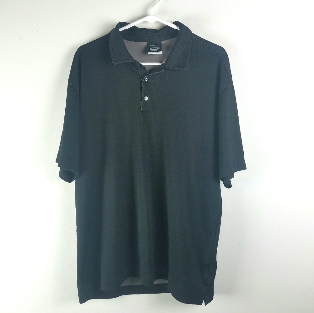 Nike Golf Polo Shirt Sz XL Black Gray Dri Fit